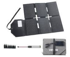60W Foldable Solar Panel Charger, 16BB N-Type Monocrystalline Solar Panel 24% Efficiency, Lightweight Portable with MC4 Output, Type-C, USB-A & DC Ports for Power Stations Camping Hiking