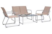 4 Piece Garden Lounge Set Fabric &amp; Steel Taupe