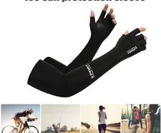 1Pair Sport Arm Sleeves Cycling Running Fishing Climbing Arm Cover Sun UV Protection Ice Cool Sleeves 5 Finger Cuff
