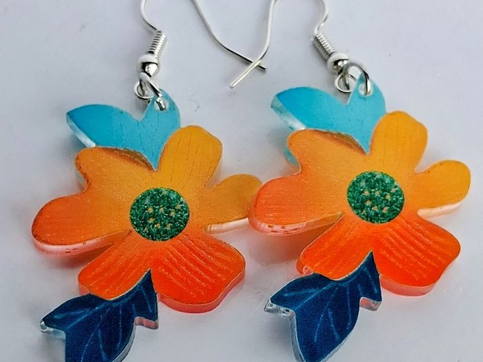 Vibrant California poppy Acrylic Earrings