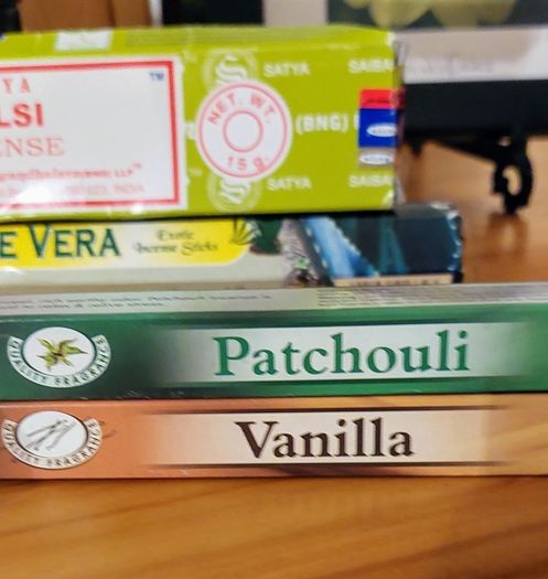 Selection of incense sticks & holder