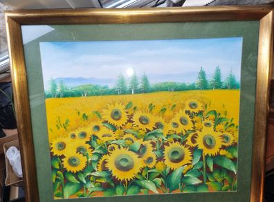 Large and Sunflower Oil Painting by C. R. Benoit
