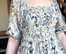 Cream & Blue Floral Cottagecore Maxi Dress Size - S/8