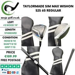 Taylormade Sim Max #3 Wood 15 Degree / Wishon S2S 65 Regular