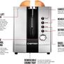 Stainless Steel 2-Slice Pop Toaster w/ 7 Shade Settings, Extra-Wide Slots for Toasting Bagels, Defrost/Reheat/Cancel Functions, Removable Crumb Tray, Silver, 925 W (FREE POSTAGE) Image 5