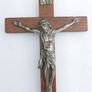 Vintage Wall Hanging Crucifix Wood Cross Heavy Metal Jesus length 12" Image 3