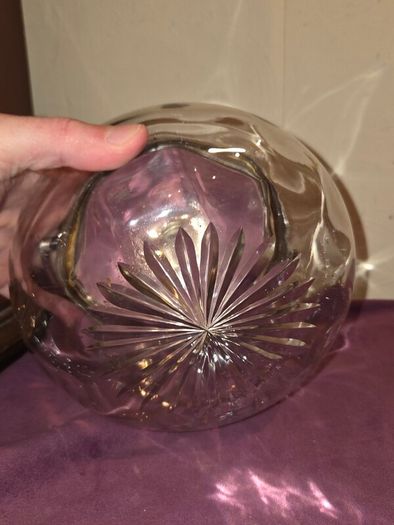 Antique Crystal Cut Glass Biscuit barrel with silver lid