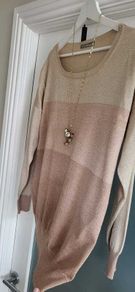 M&S Gold and Beige Lurex Jumper Sz 16UK