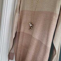 M&S Gold and Beige Lurex Jumper Sz 16UK