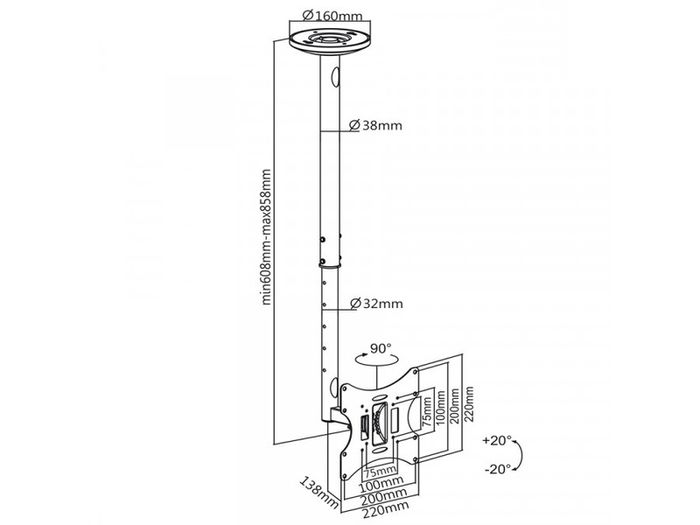 Tv Ceiling Mount Bracket Swivel Tilt 23"-42"