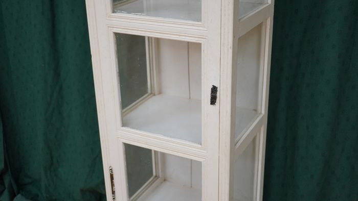 Slim Cream Glazed Display Cabinet with Drawers