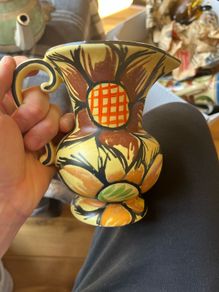 1930s Ditmar Urbach Hand Painted Art Deco Jug  Czechoslovakia