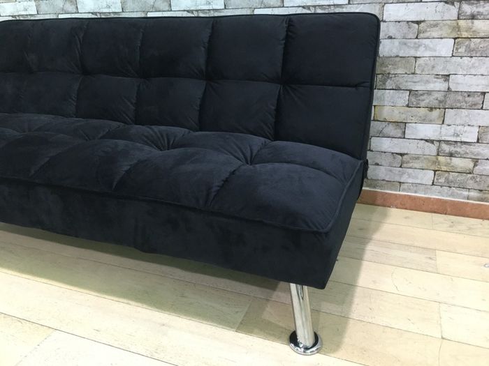 Black velvet Folding 3 Seater Sofa 180cm
