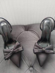black satin heels (free postage)