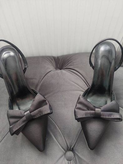 black satin heels (free postage)