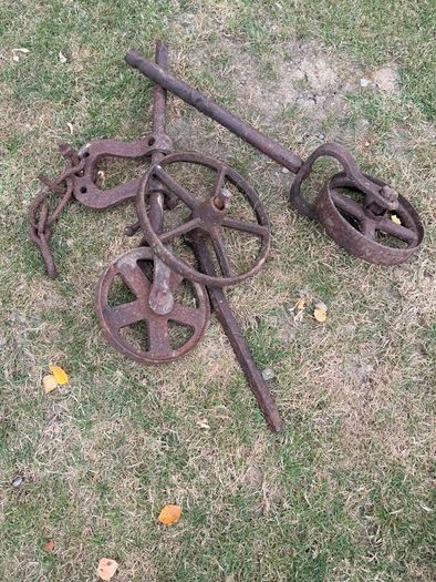 Selection of iron wheels and cogs