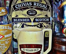 Vintage Chivas Regal whisky pub mirror and jug