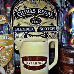 Vintage Chivas Regal whisky pub mirror and jug