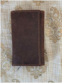 Brown leather key ring holder case - brand new