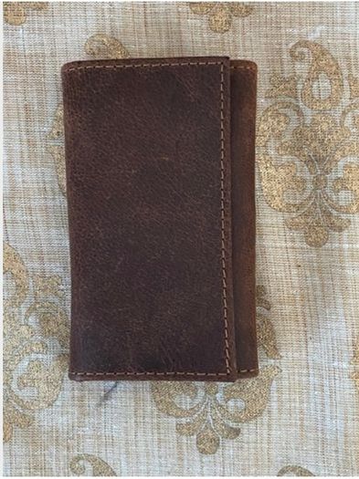 Brown leather key ring holder case - brand new