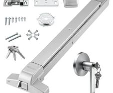 Push Bar Door Locks, Stainless Steel Panic Bars for Exit Doors, with Exterior Lever and 3 Keys, Push Bar Panic Exit Device Door Hardware for Metal Wood Door, for Left and Right Handed Doors
