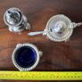 Vintage 3-Piece Cruet Set with Cobalt Blue Glass Image 2
