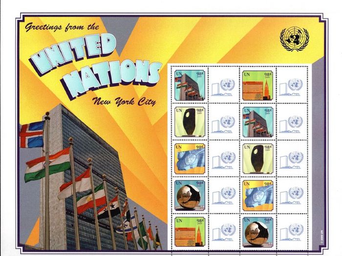 2008 United Nations Greeting Stamps NAPEX International Rate Commemorative Stamp Sheet with UN Logo Mint Never Hinged (MNH)