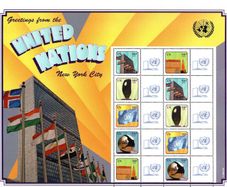 2008 United Nations Greeting Stamps NAPEX International Rate Commemorative Stamp Sheet with UN Logo Mint Never Hinged (MNH)