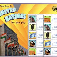 2008 United Nations Greeting Stamps NAPEX International Rate Commemorative Stamp Sheet with UN Logo Mint Never Hinged (MNH)