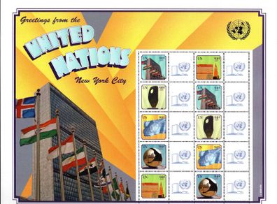 2008 United Nations Greeting Stamps NAPEX International Rate Commemorative Stamp Sheet with UN Logo Mint Never Hinged (MNH)