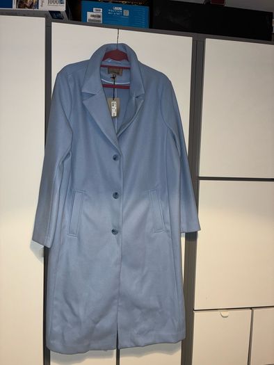 River Island Blue single breasted longline coat