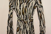 JANE LUSHKA Fabulous Animal Print Button Down Midi Dress With Matching Belt Size XS!