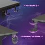 Small Gaming Desk 106.6 CM LED Computer Desk with Monitor Stand Gamer Workstation with Cup Holder & Headset Hooks for Home Office Bedroom Small Space Image 8