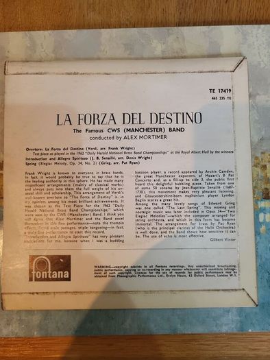 La Forza Del Destino extended play 45 record Fontana TE 17419