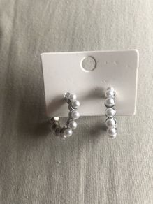 silver colour Earrings with pearl detail