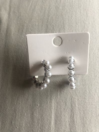 silver colour Earrings with pearl detail