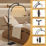 Half Moon Floor Light, LED Lash Light for Eyelash Extensions, Foldable Half Moon Lamp Floor Standing, Beauty Lamp with Phone Holder & 360 Rotating Head for Eyelash Tech, Tattoo, Nail Tech (Black) Image 5