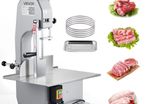 Commercial Electric Meat Bandsaw, 650W Stainless Steel Countertop Meat Sawing Machine, Workbench 315 x 460 mm, 110 mm Max Cutting Thickness, Frozen Fish Cutter for Rib Pork Beef
