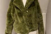 Coat green fur New