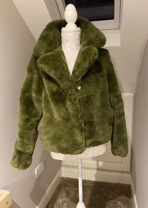 Coat green fur New