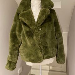 Coat green fur New