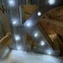 New 16cm x 15cm x 3cm washed wood effect K with lights in monogrammed gift bag Image 10