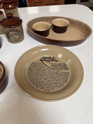 18 Pieces- Vintage Earthenware Glazed Pottery Pieces- Pearson's of Chesterfield, Moira Pottery , Emile Henry - French Designer- all in great condition