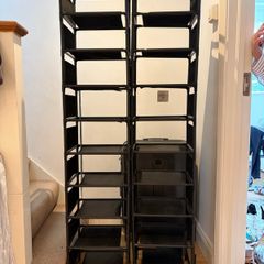 Tall Black Fabric Shoe Racks 9 Tiers Each
