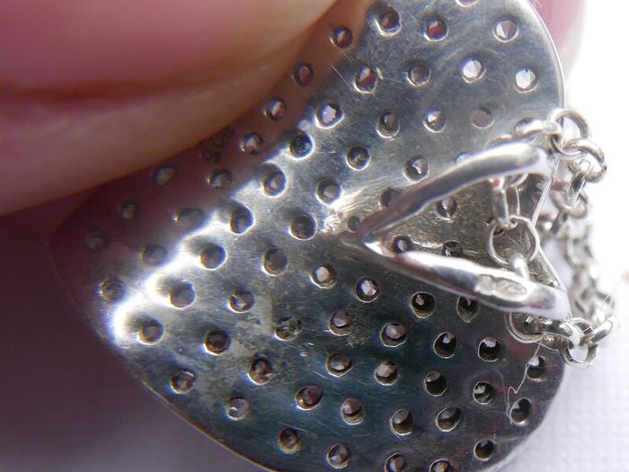 Vintage Sterling Silver 925 Cubic Zirconia Heart Set ring and chain with pendant 12,24g - lent 24" - size O