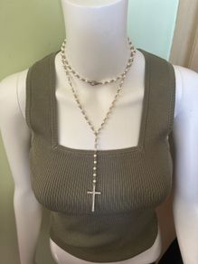Gold tone Cross Beaded Nexklace