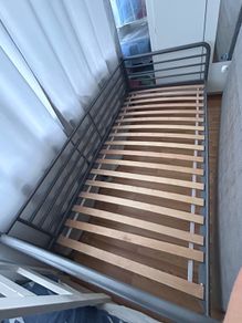 IKEA SVARTA grey/silver metal daybed