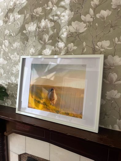 Sheep painting in frame
