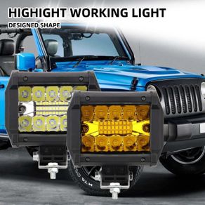 2x 12v Offroad Yellow Spot Flood Combo Work Light LED Light Bar Superbright 6000K for Car SUV 4x4 Boat ATV Barra LED Headlights