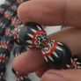 Antique Venetian Style Big Black Chevron Glass Beads Necklace Strand Image 7